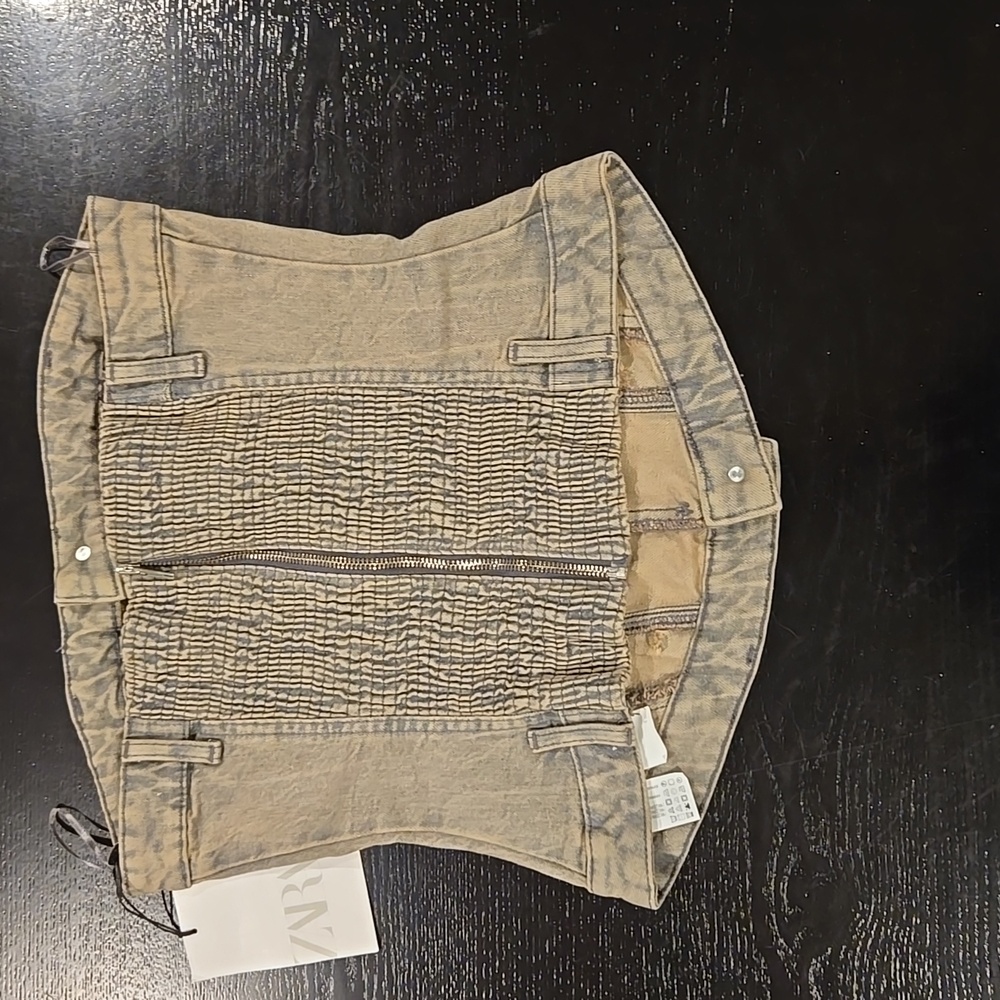 NWT! Zara Denim Strapless Top XS - Picture 3 of 6
